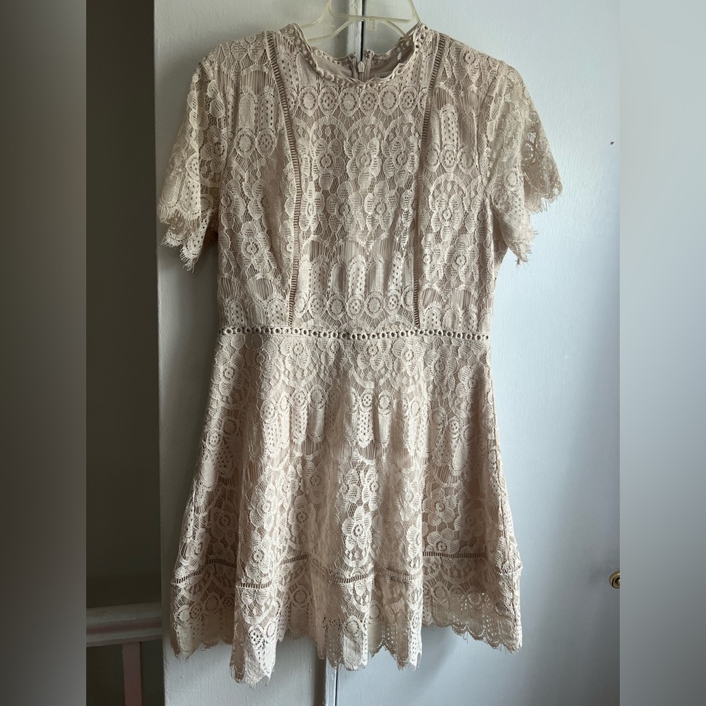 Blu Pepper Lace Mini Dress in Cream